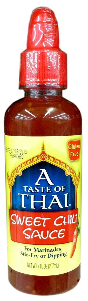 A Taste of Thai Sweet Chili Sauce bottle ready for dipping and stir-frying with mild sweet heat