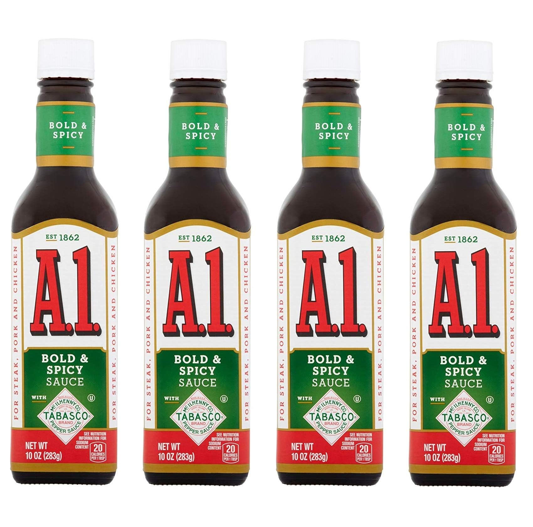 A.1 Bold & Spicy Sauce bottle tabasco enhances grilled steaks and burgers.
