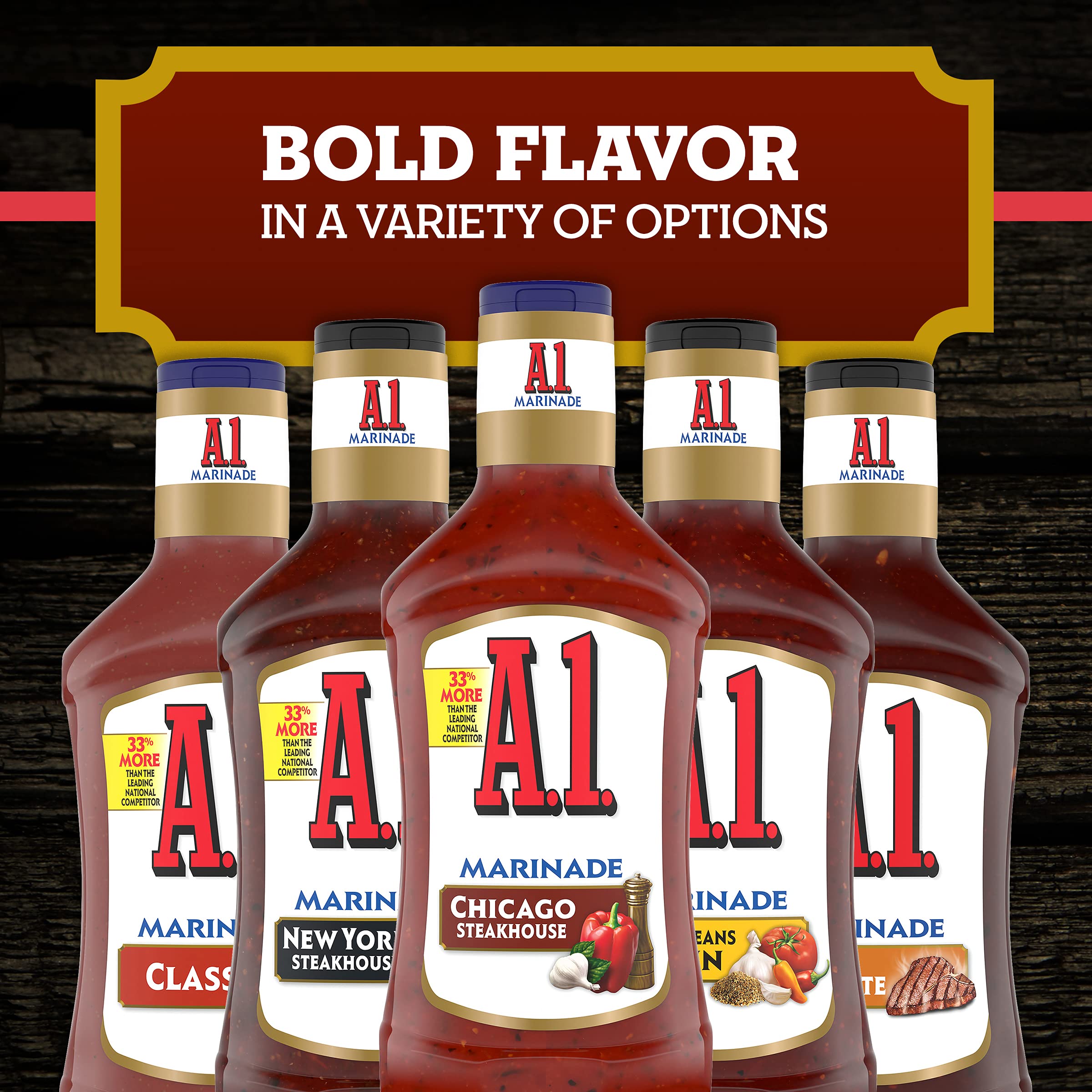 A.1. Chicago Steakhouse Marinade ingredients close-up with tomato base and peppers