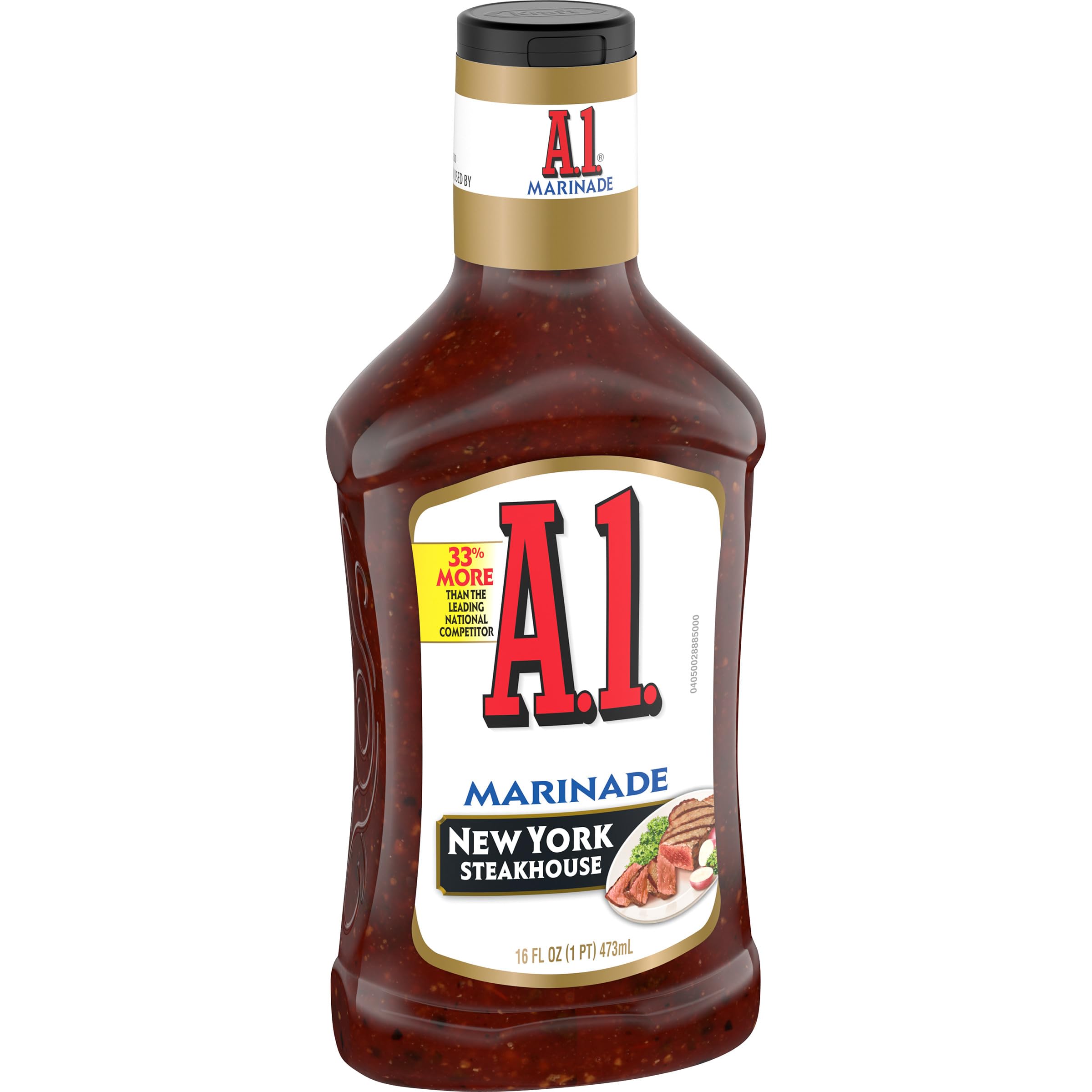 Six-pack of A.1. New York Steakhouse Marinade bottles for versatile meals