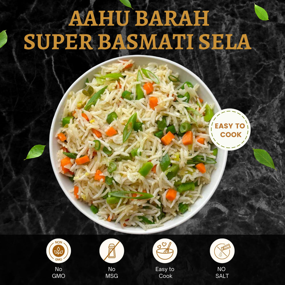 Aahu Barah Basmati Sela Rice biryani-ready aroma and vibrant grains.
