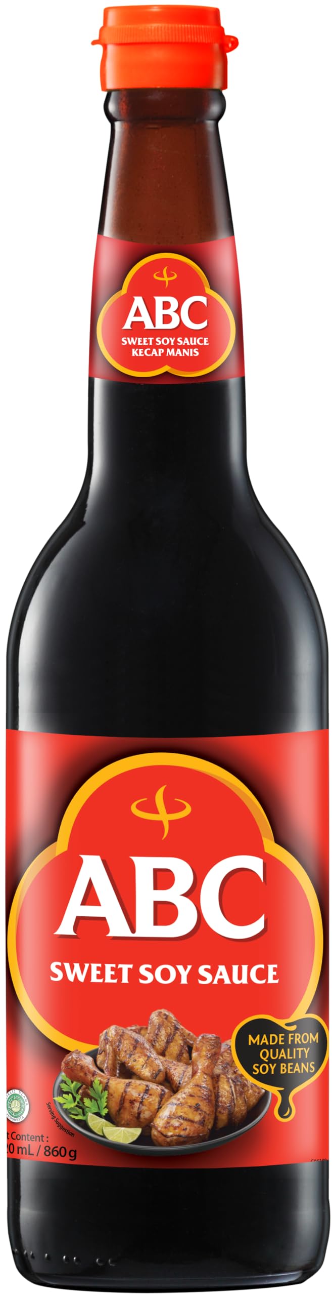 ABC Kecap Manis sweet soy sauce bottle for marinades and stir-fries.