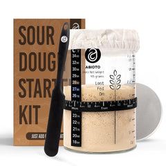 ABIOTO sourdough starter jar wide mouth for easy feeding and cleaning