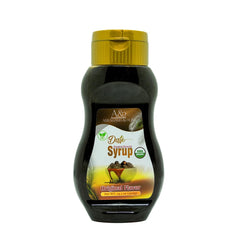 ABRAHAMS & SONS date syrup bottle pour for smooth natural sweetness.