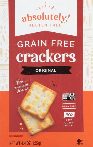 Absolutely Gluten Free Crackers Original pack back listing wholesome ingredients for informed snacking
