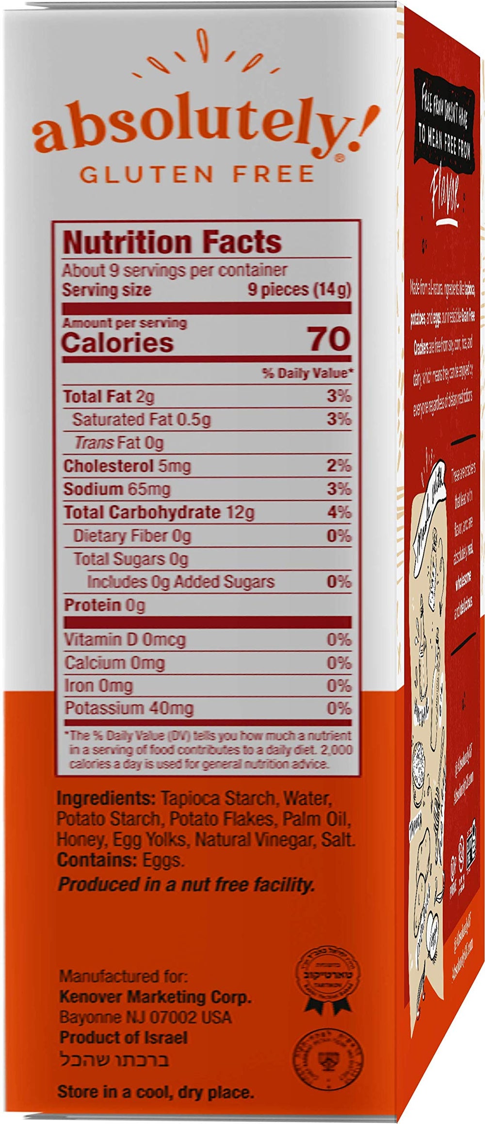 Absolutely Gluten Free Original Crackers crisp closeup ideal for dips and pairings.