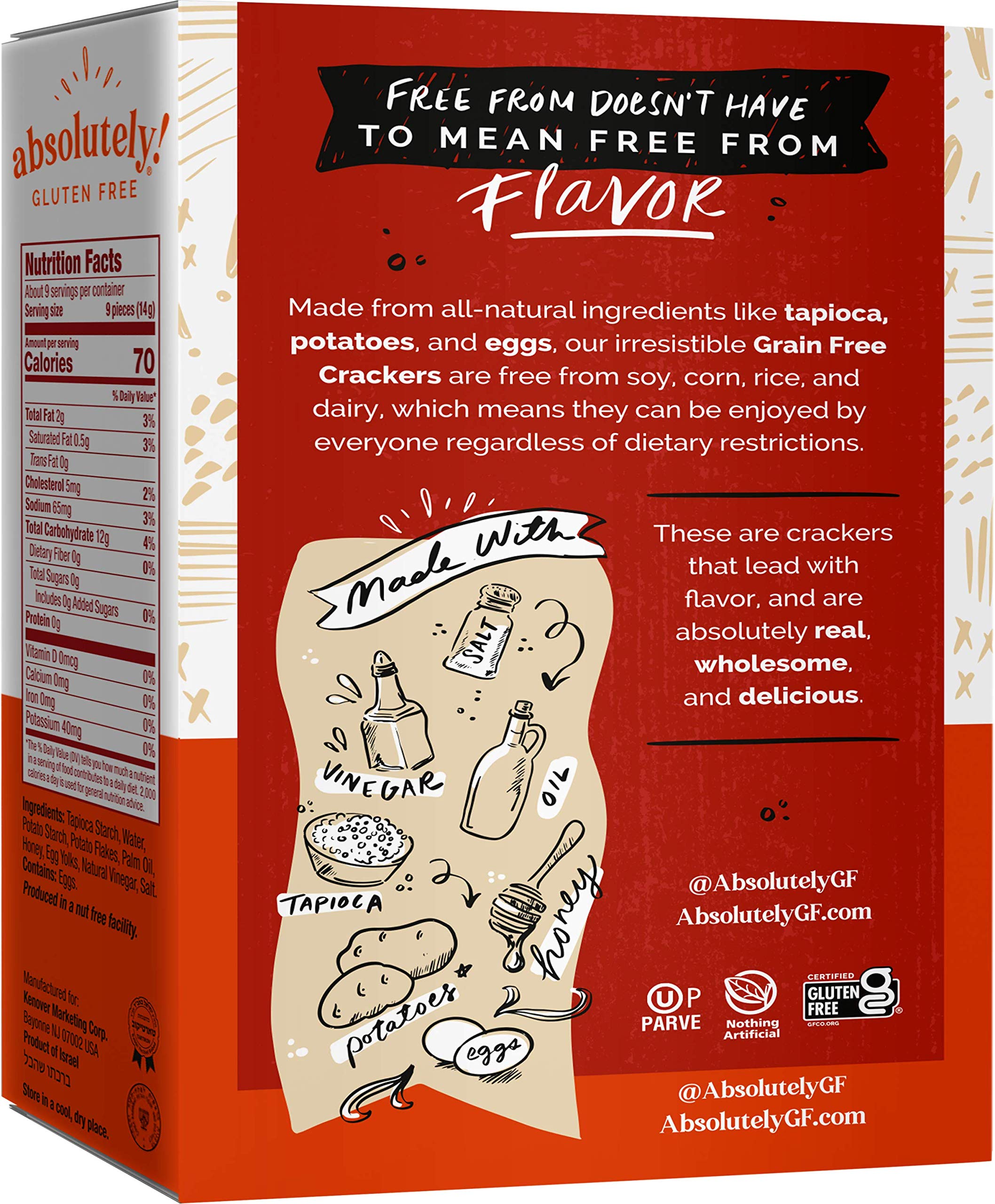 Absolutely Gluten Free Original Crackers gift-ready packaging display.
