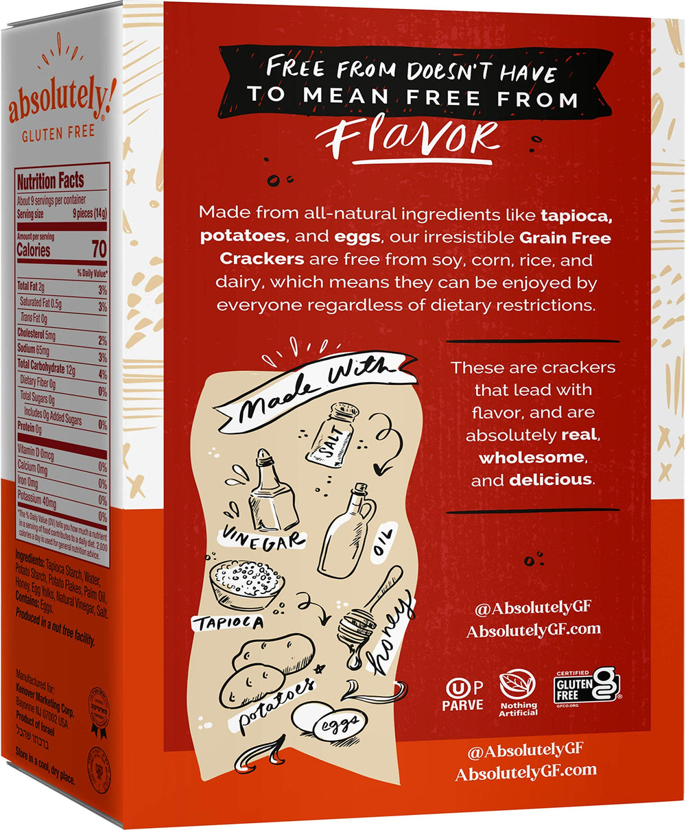 Absolutely Gluten Free Original Crackers gift-ready packaging display.