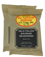 AC Legg Mild Italian Sausage Seasoning packaging preserves freshness up to 12 months