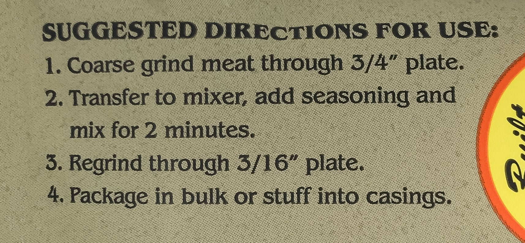 AC Legg Mild Italian Sausage Seasoning used during grinding and stuffing into casings