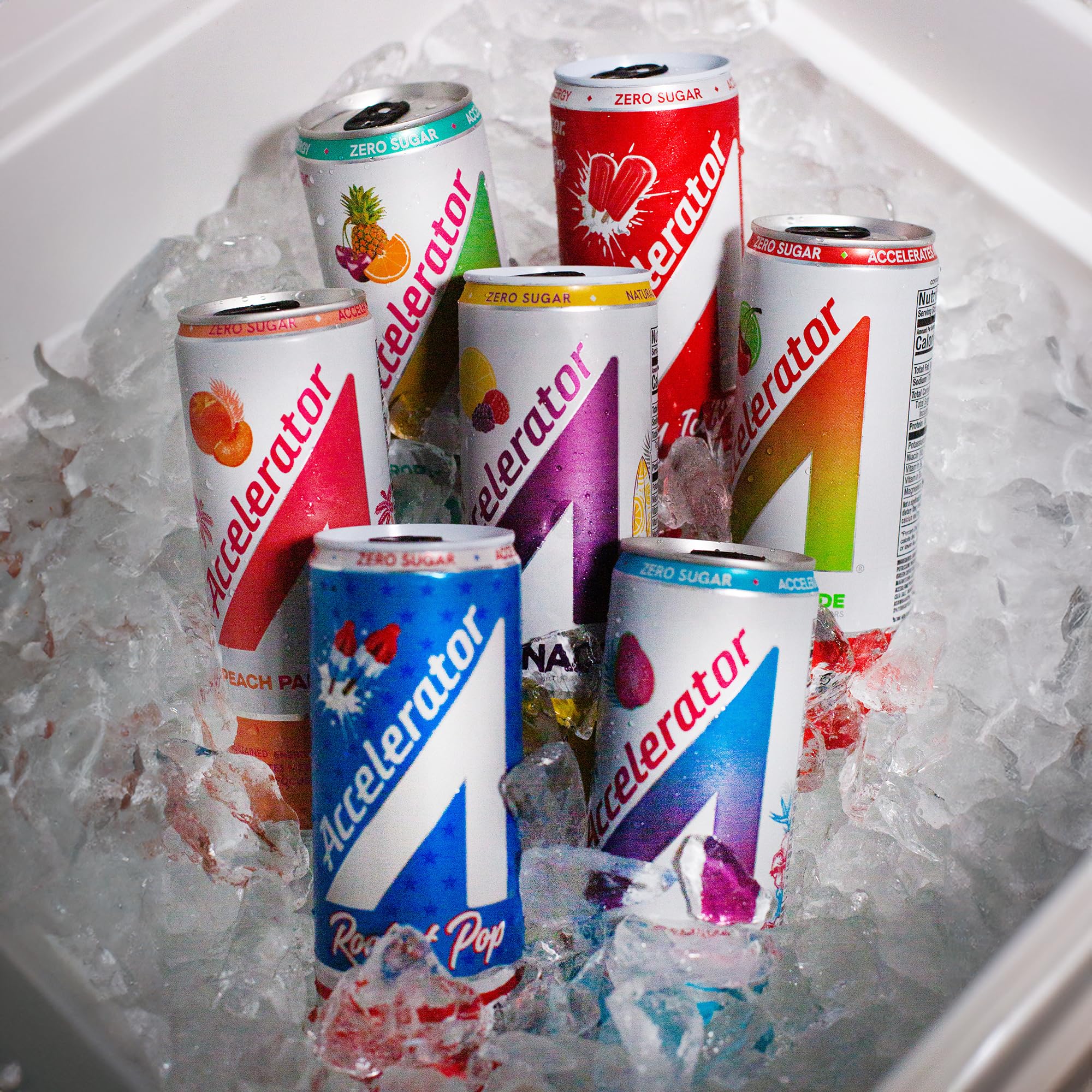 Accelerator 12-pack displayed on shelf for easy grab-and-go.