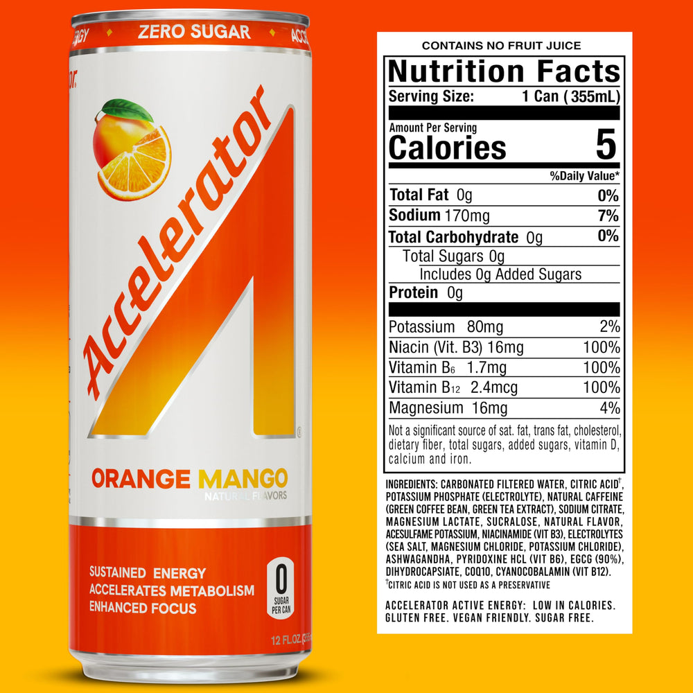 Accelerator green coffee bean caffeine source visible, signaling natural energy.