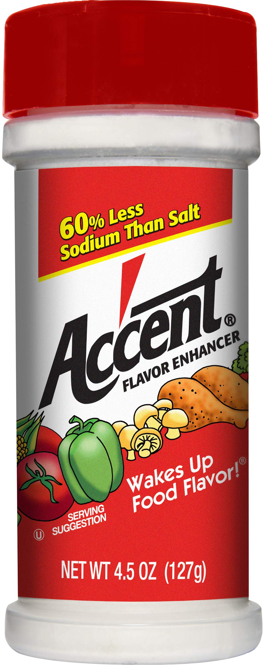 Ac'cent all natural flavor enhancer bottle boosts savory flavors with less sodium.