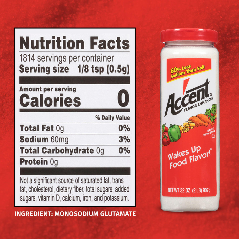 Ac'accent kosher symbol indicates kosher-certified flavor enhancer.