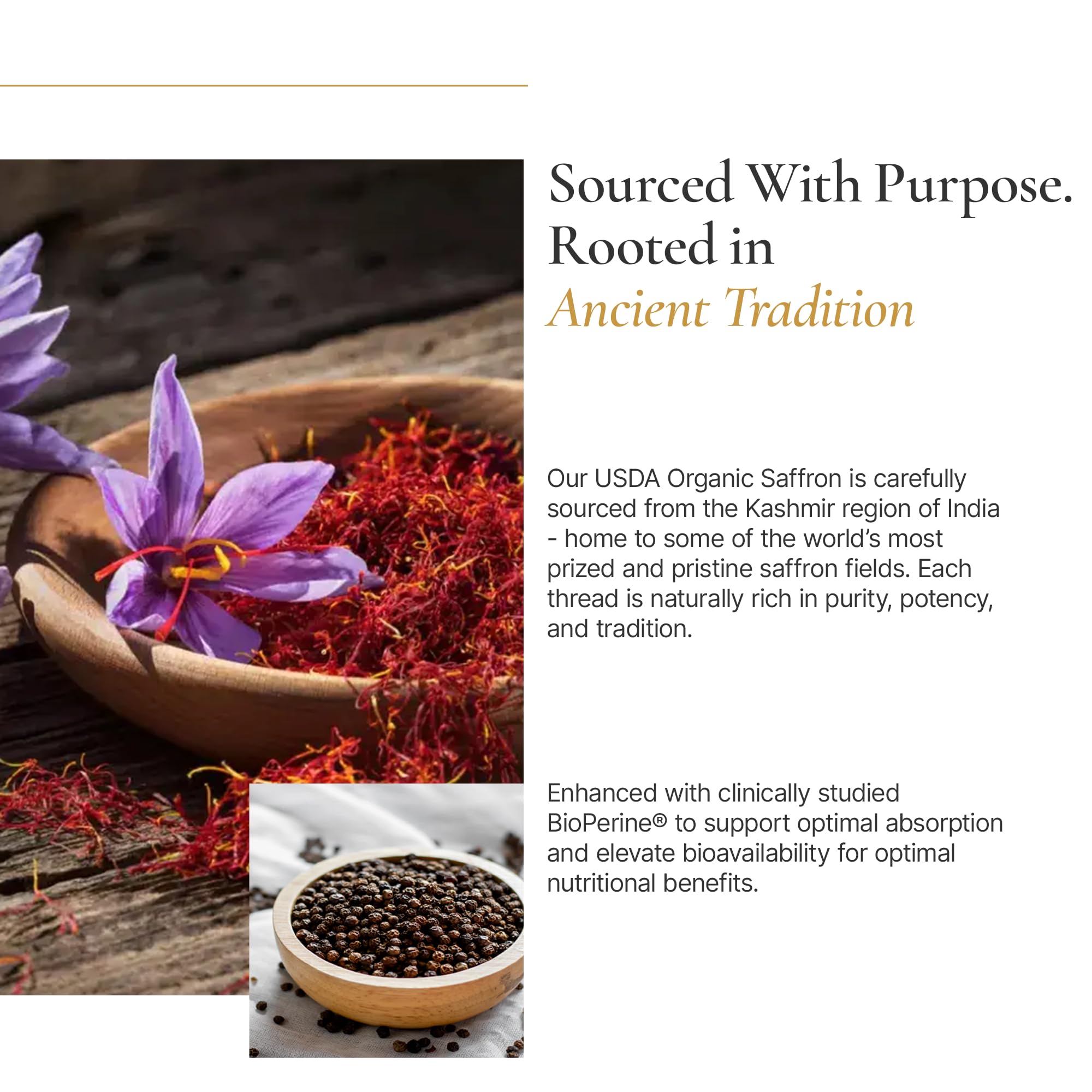ACEWORKZ saffron label close-up emphasizing premium organic extract and third-party testing.