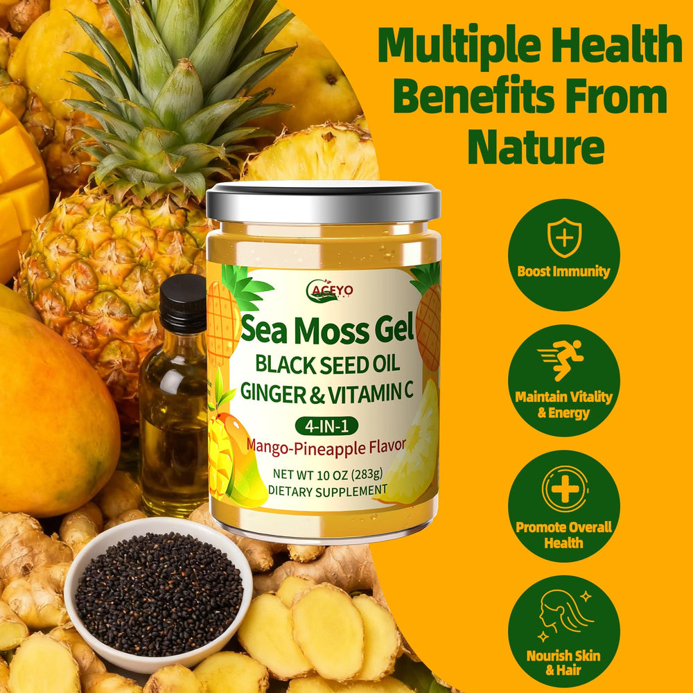 ACEYO Sea Moss Gel poured into a smoothie bowl for a quick boost.