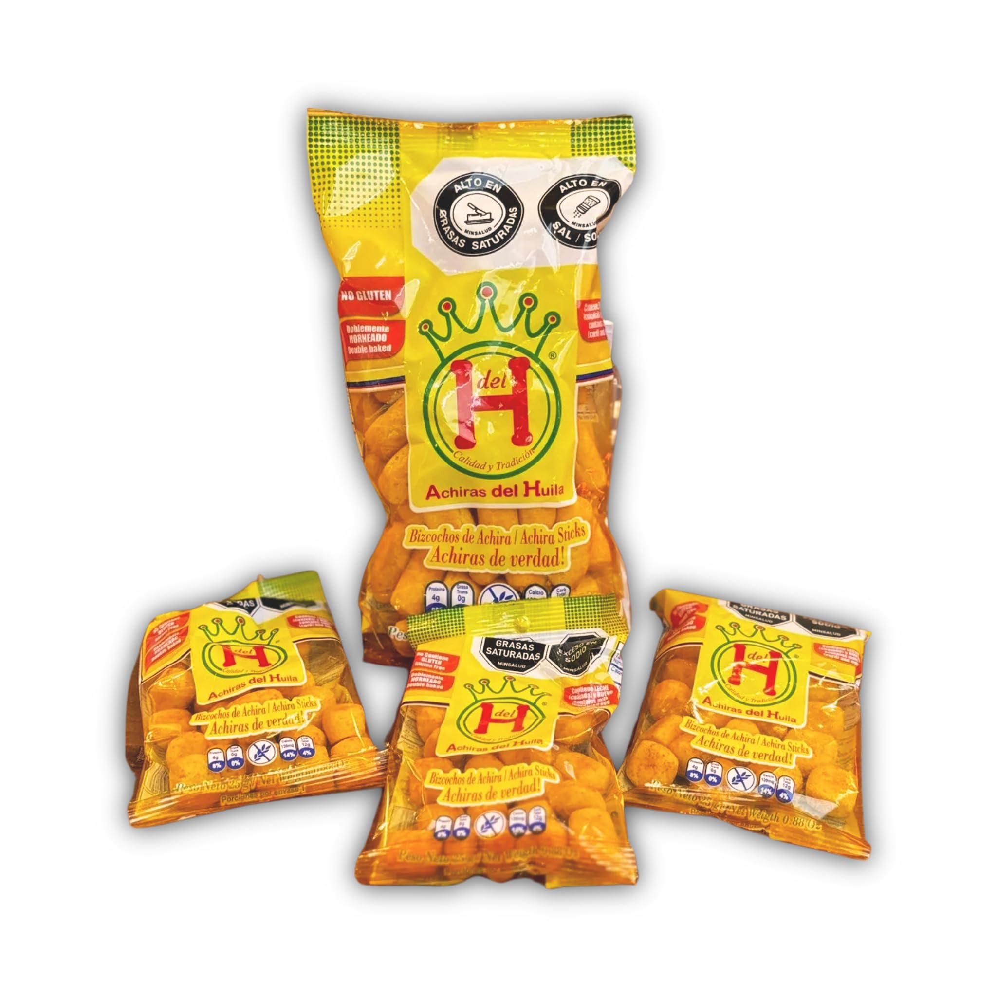 Achiras del Huila natural ingredients, gluten-free Colombian snack with no artificial colors.