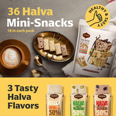 Close-up of vanilla halva mini bar highlighting creamy texture and aroma.