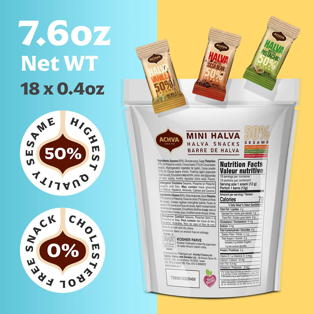 Achva Halva Mini Snacks vegan and gluten-free, suitable for many diets