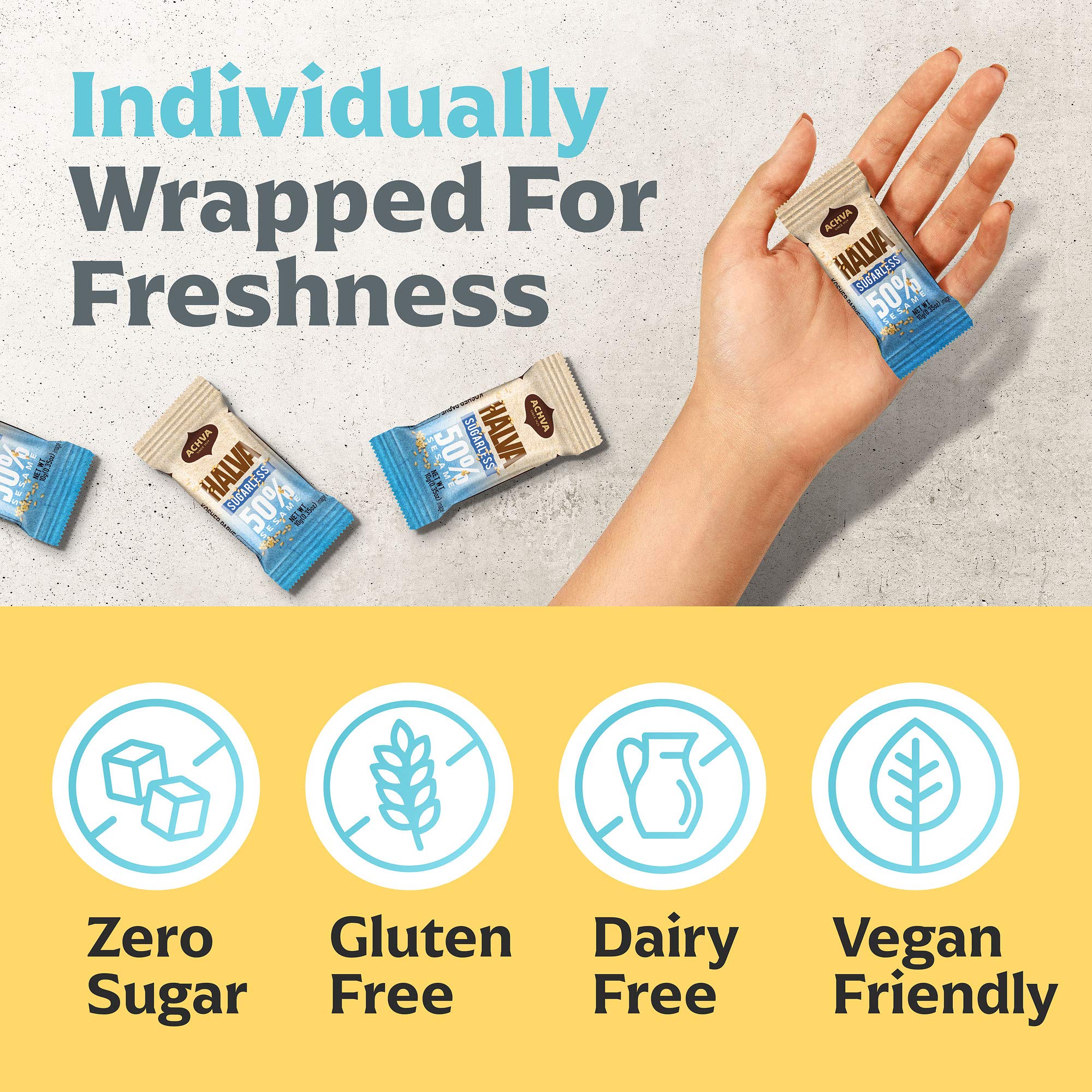 Achva Halva Mini Snacks vanilla fridge storage, keep fresh for maximum flavor.