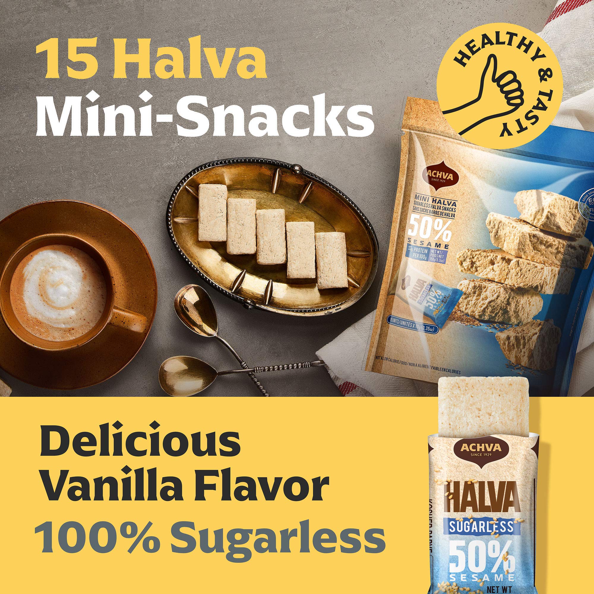 Achva Halva Mini Snacks vanilla wraps, individually wrapped for freshness and on-the-go snacking.