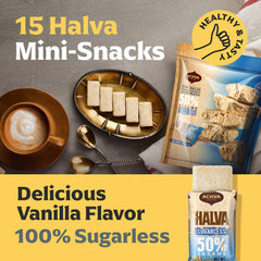 Achva Halva Mini Snacks vanilla wraps, individually wrapped for freshness and on-the-go snacking.
