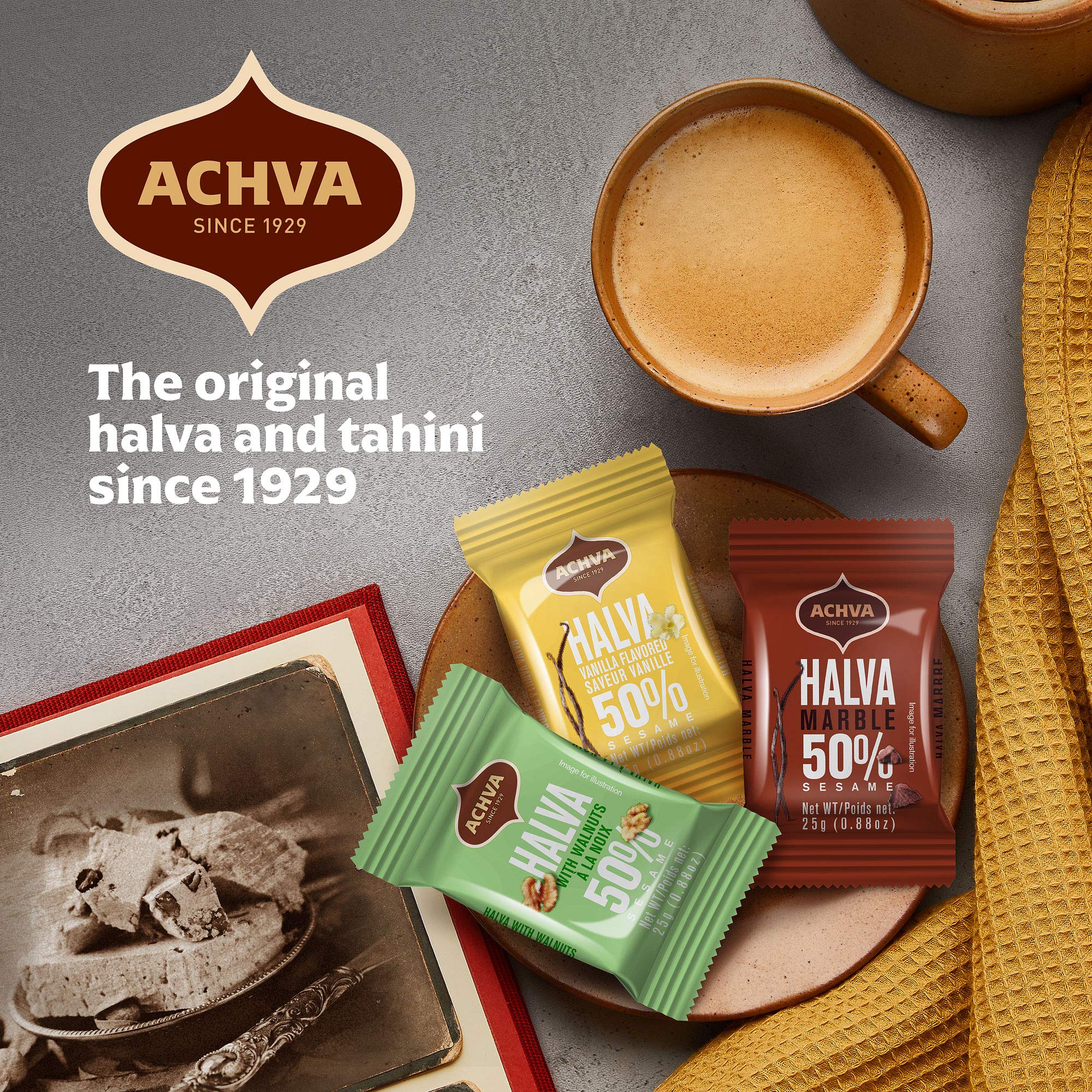 Achva halvah bars individually wrapped for freshness on the go