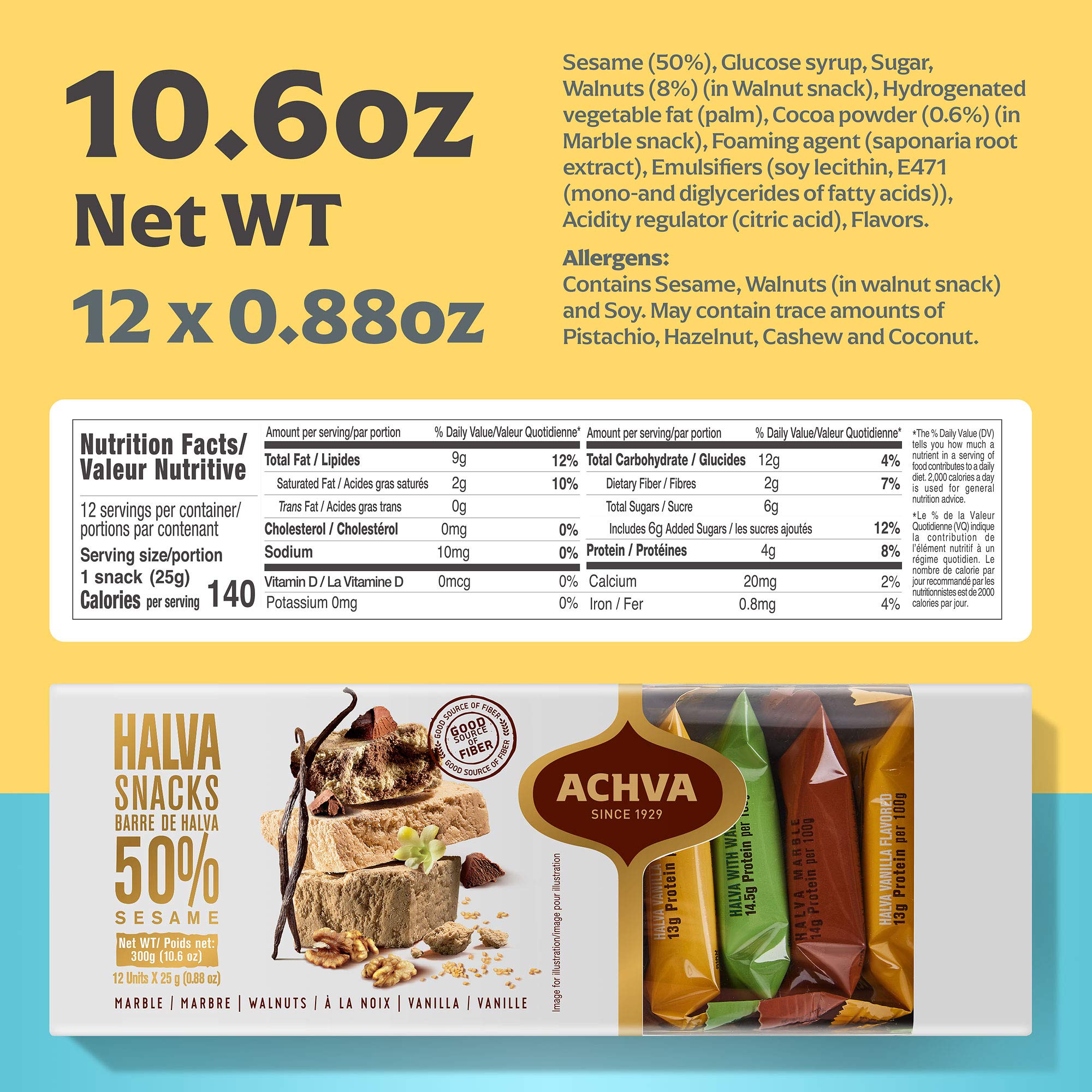 Achva vanilla halvah bar showcasing smooth, creamy vanilla flavor