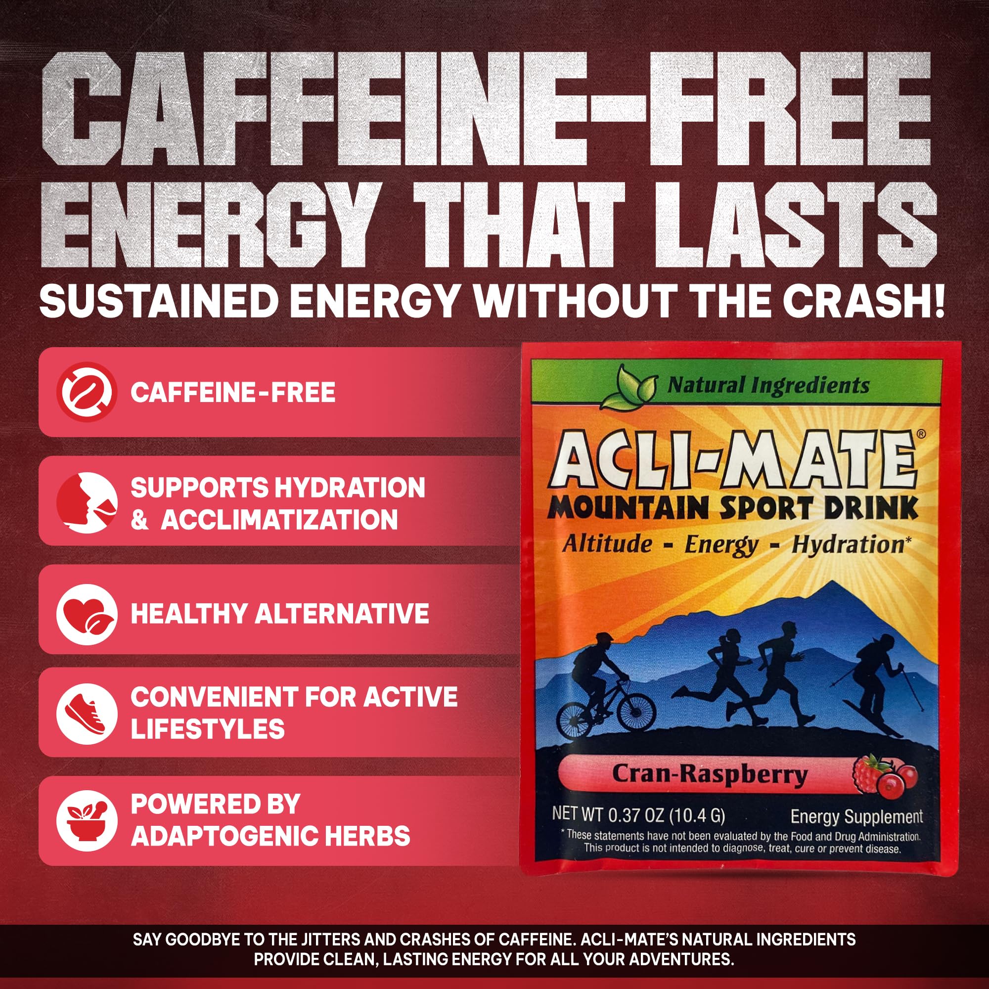 Prepared Acli-Mate Mountain Drink in a glass for outdoor hydration.