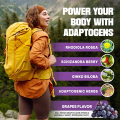 Athlete hiking with hydration from Acli-Mate Mountain Grape at altitude.