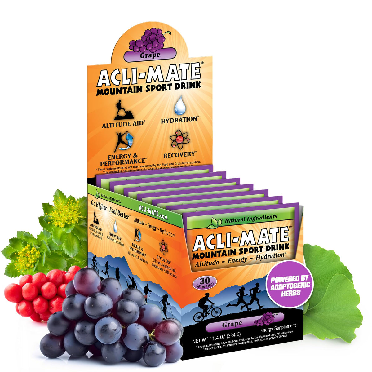 Acli-Mate Mountain Grape carton ready for on-the-go hydration during adventures.