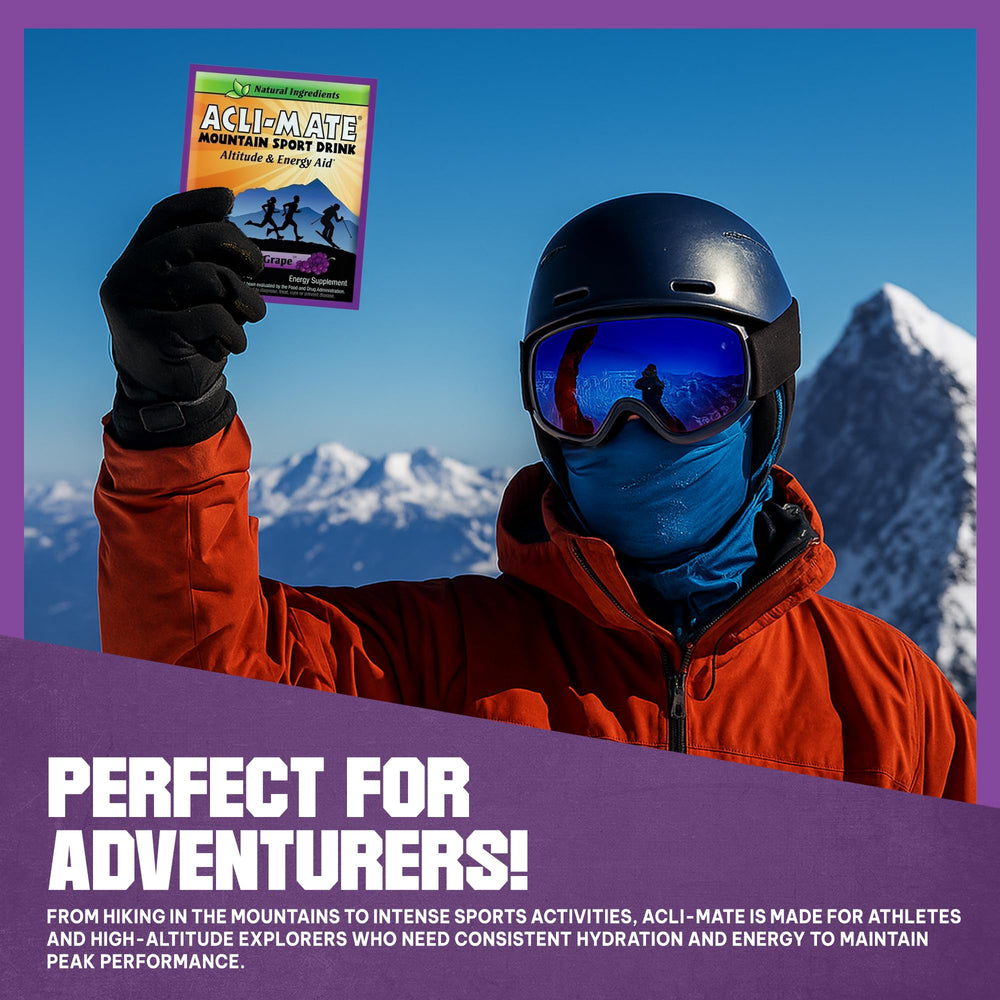 Travel bag with Acli-Mate Mountain Grape on-the-go hydration.