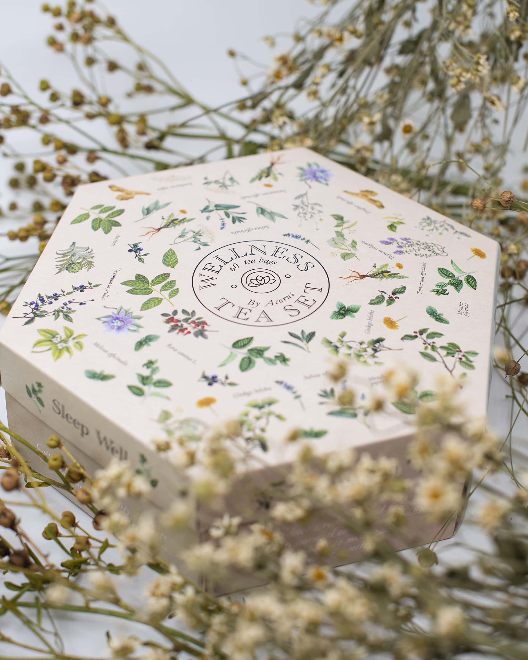ACORUS Wellness Tea Set EU quality standard badge emphasizing natural ingredients.