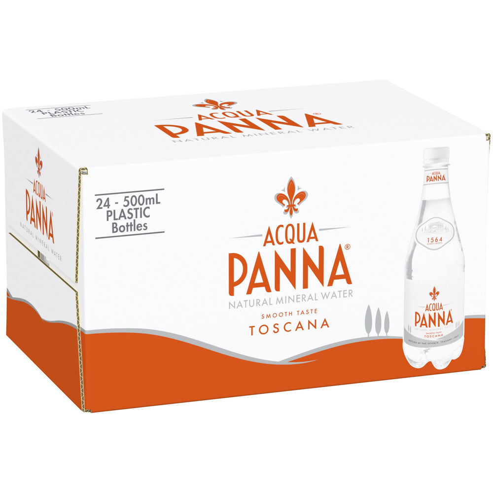 Elegant dining setup with Acqua Panna for refined meals.