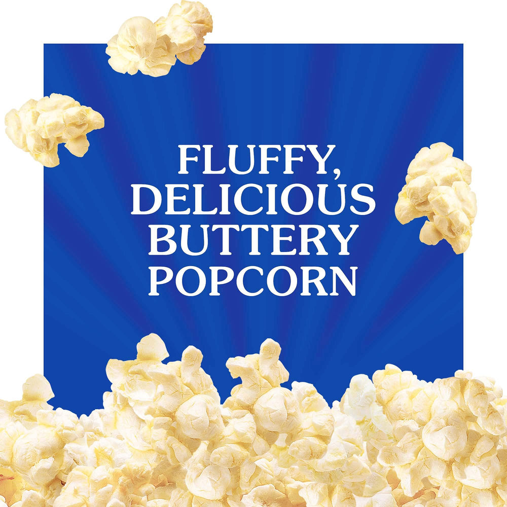 Snack time in the kitchen with ACT II butter popcorn on the counter.
