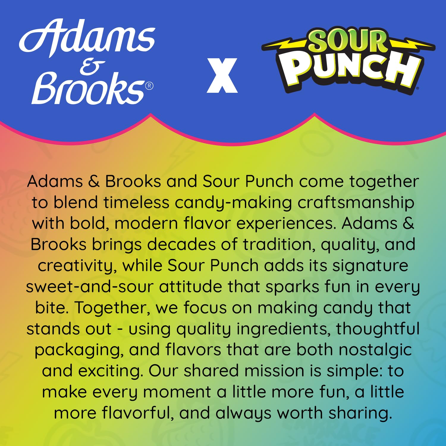 Office or party display featuring Adams & Brooks Sour Punch lollipops