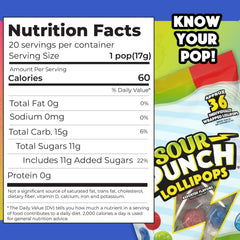 Adams & Brooks Sour Punch Lollipops assorted flavors offer tangy variety.