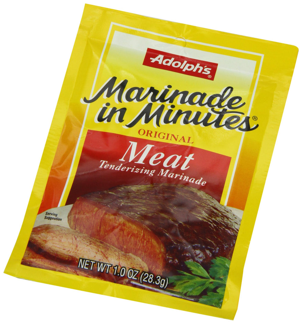 Meat marinating in water with Adolph's Marinade In Minutes for beef