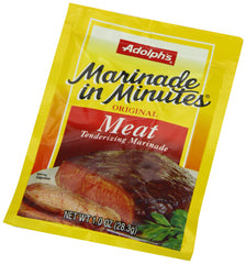 Meat marinating in water with Adolph's Marinade In Minutes for beef