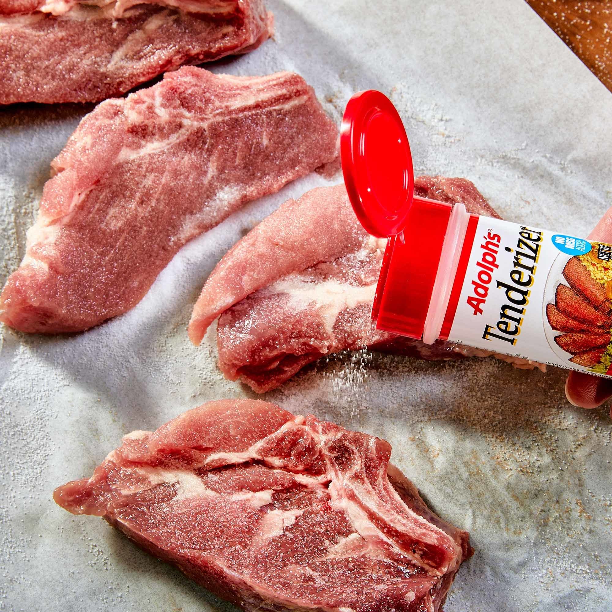 Adolph's tenderizer basting dish prepared for grilling