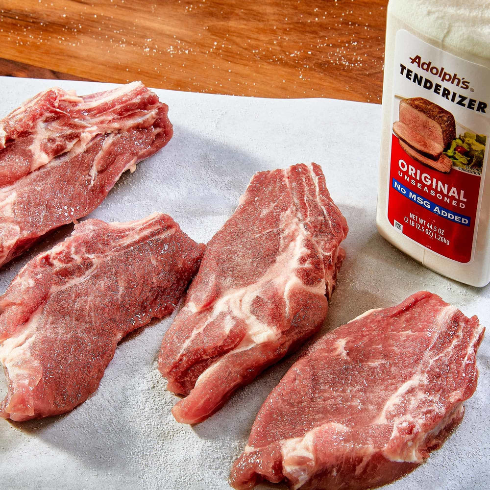 Label view of Adolph's Unseasoned Tenderizer showing no MSG or artificial colors