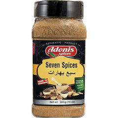 Adonis Seven Spice shaker front view, ideal dry rub for chicken, fish, and lamb.