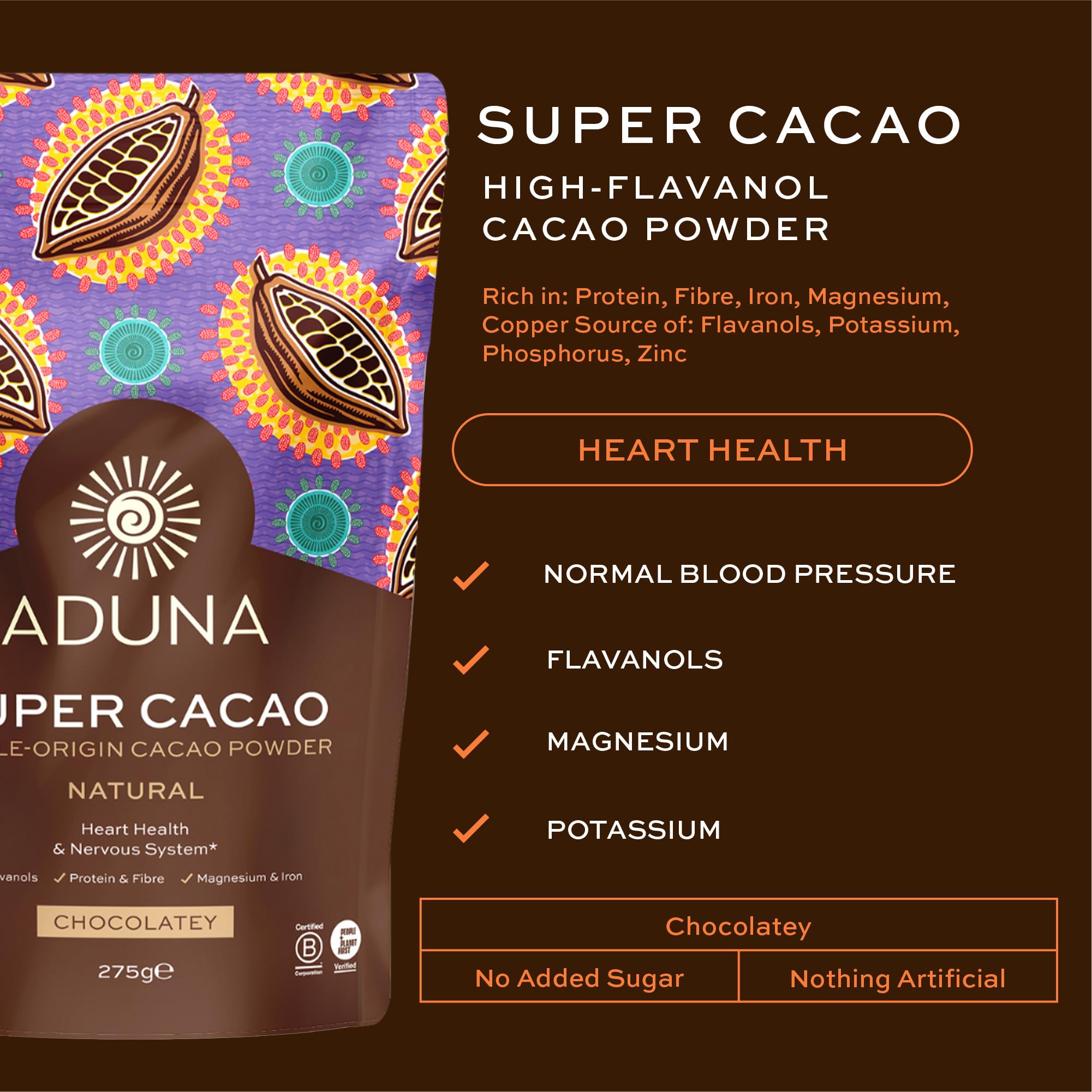 Aduna cacao beans Ghana origin close-up highlighting single-origin quality and flavor.