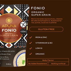 Aduna Fonio porridge bowl highlights delicate nutty flavor and gentle texture.