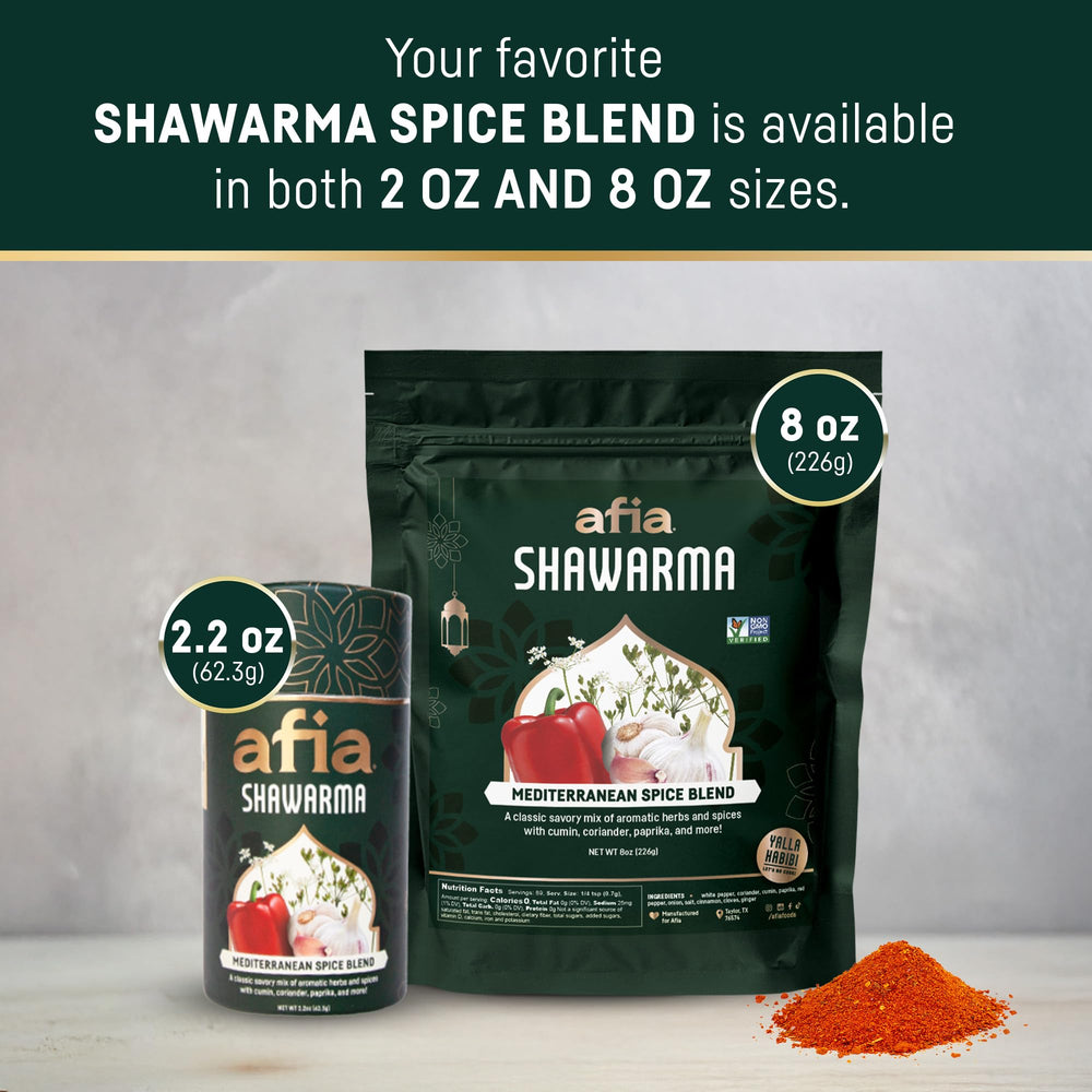 Afia Shawarma flatbread with seasoning adds aroma to bite-sized snacks.