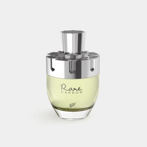 Afnan Rare Carbon bottle side view showcasing a sleek profile for evening events