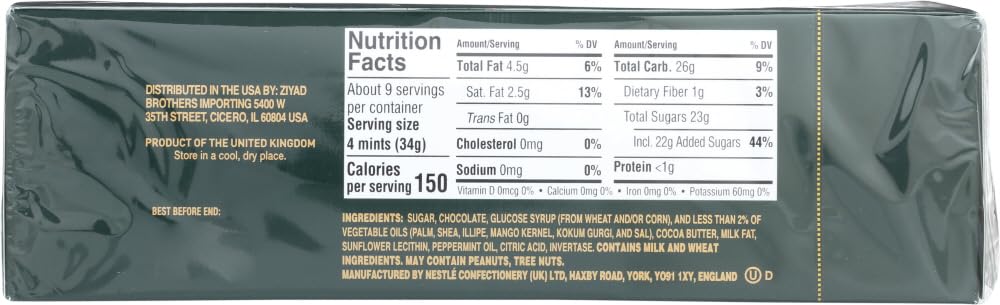 After Eight Mint Chocolate Thins pack 2 back view, showing packaging for gifting.