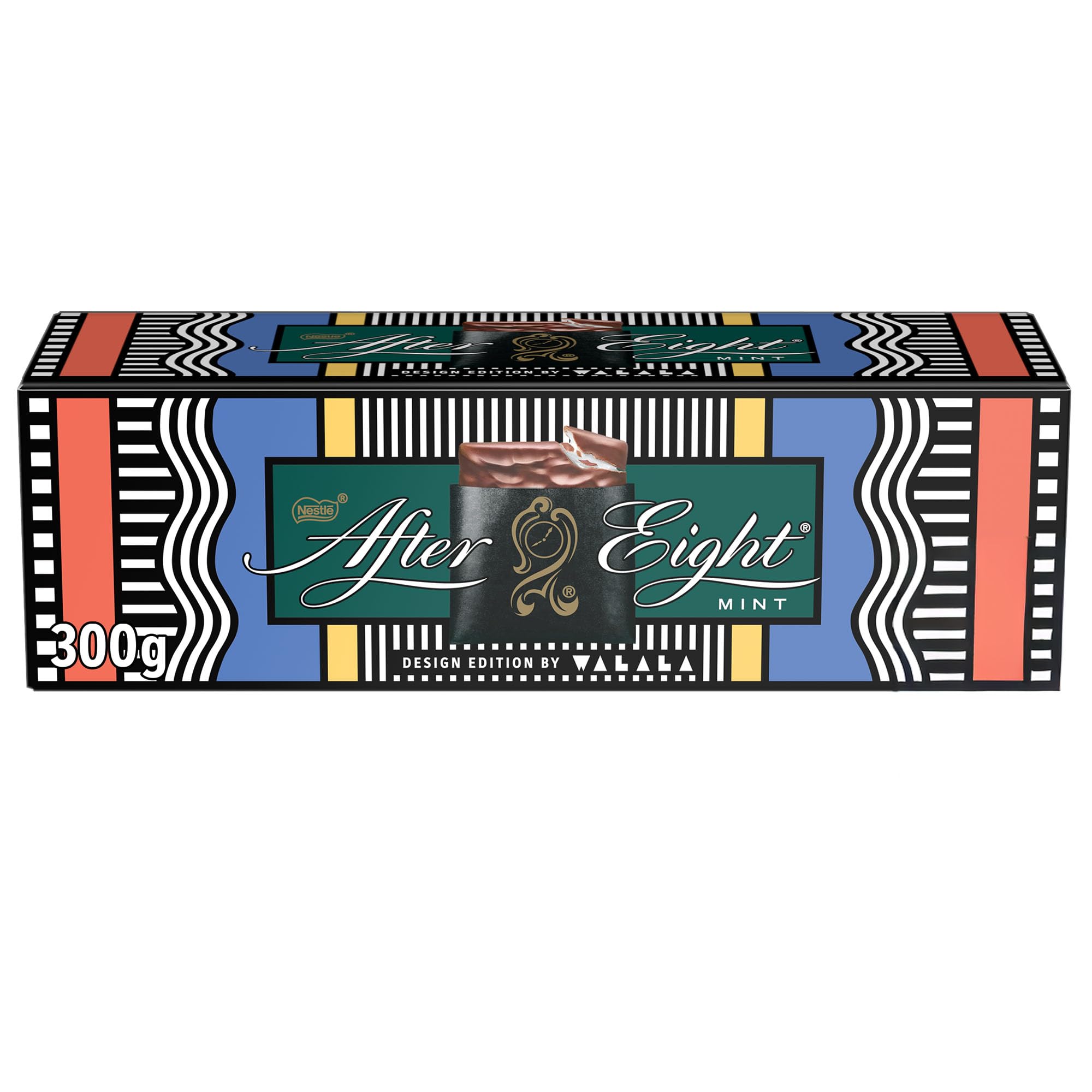 After Eight mint chocolate thins pack shot highlighting premium mint flavor and chocolate coating.