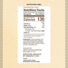 Agalima Margarita Mix label shows USDA Organic ingredients for fresh flavor at home.