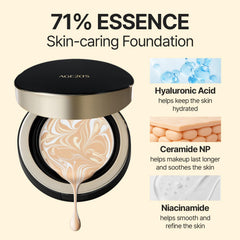 AGE 20's Signature Essence Pact dewy glow finish delivers radiant, non-greasy skin.